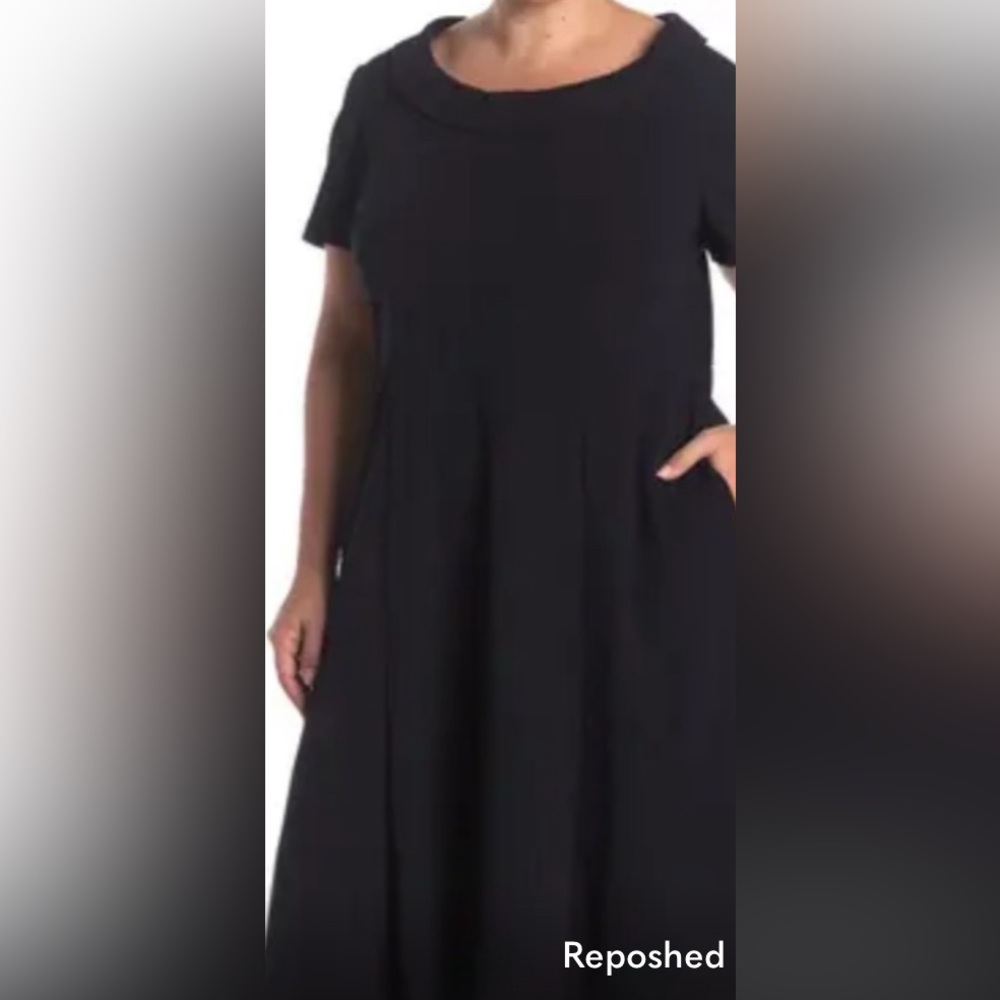 Donna Morgan Rolled Neck Crepe Dress Navy 18W